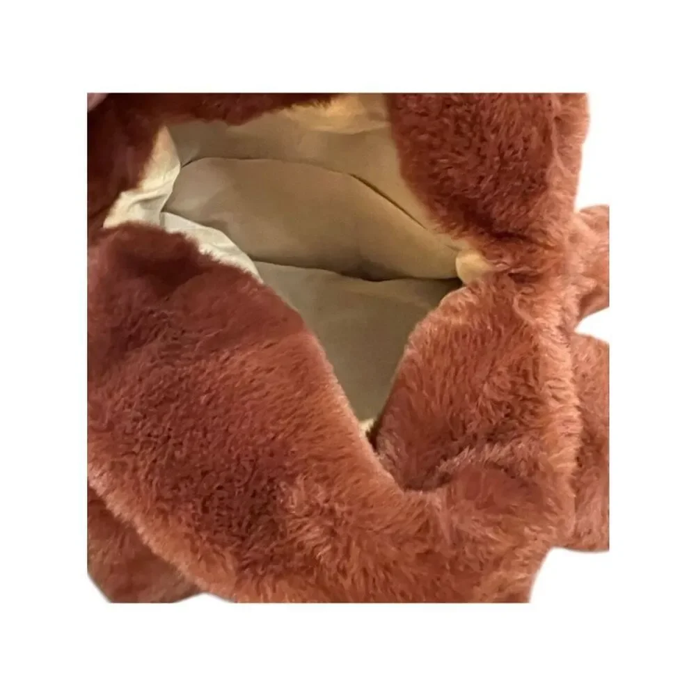 Small Plush Brown Bear Shoulder Bag Cute Purse Double Handles New